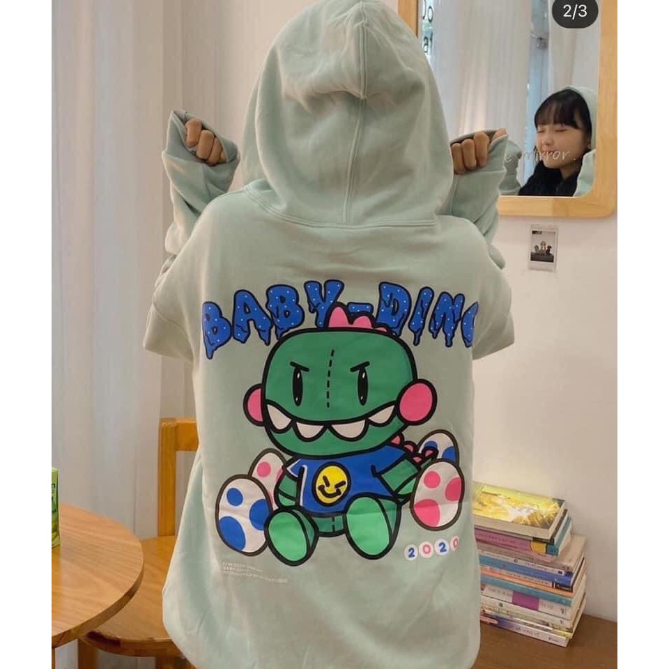 Áo Hoodie Baby Dino Áo Hoodie Nỉ Ngoại Siêu Cute Form Unisex Nam Nữ [Ảnh Thật]