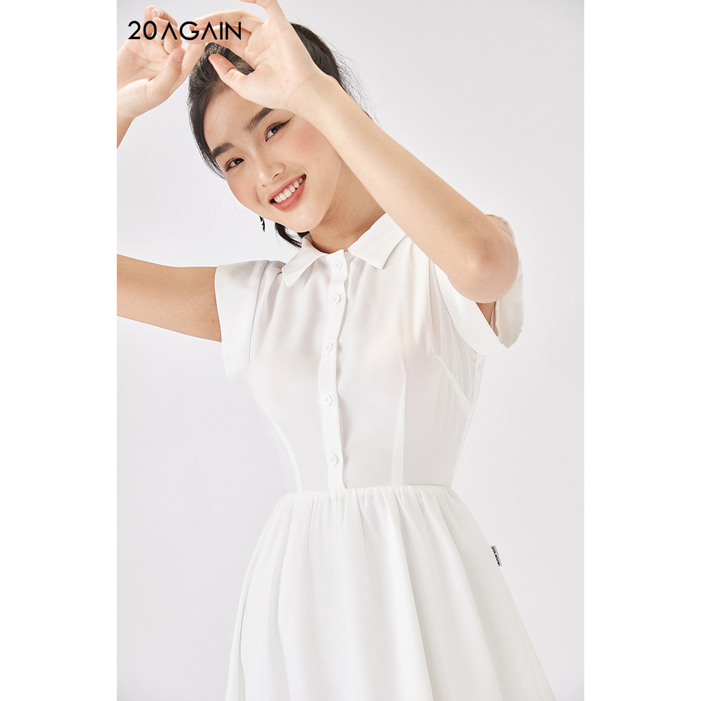 Đầm xòe cổ bẻ, chấm bi, trơn màu, thanh lịch 20AGAIN DEW1115 | BigBuy360 - bigbuy360.vn