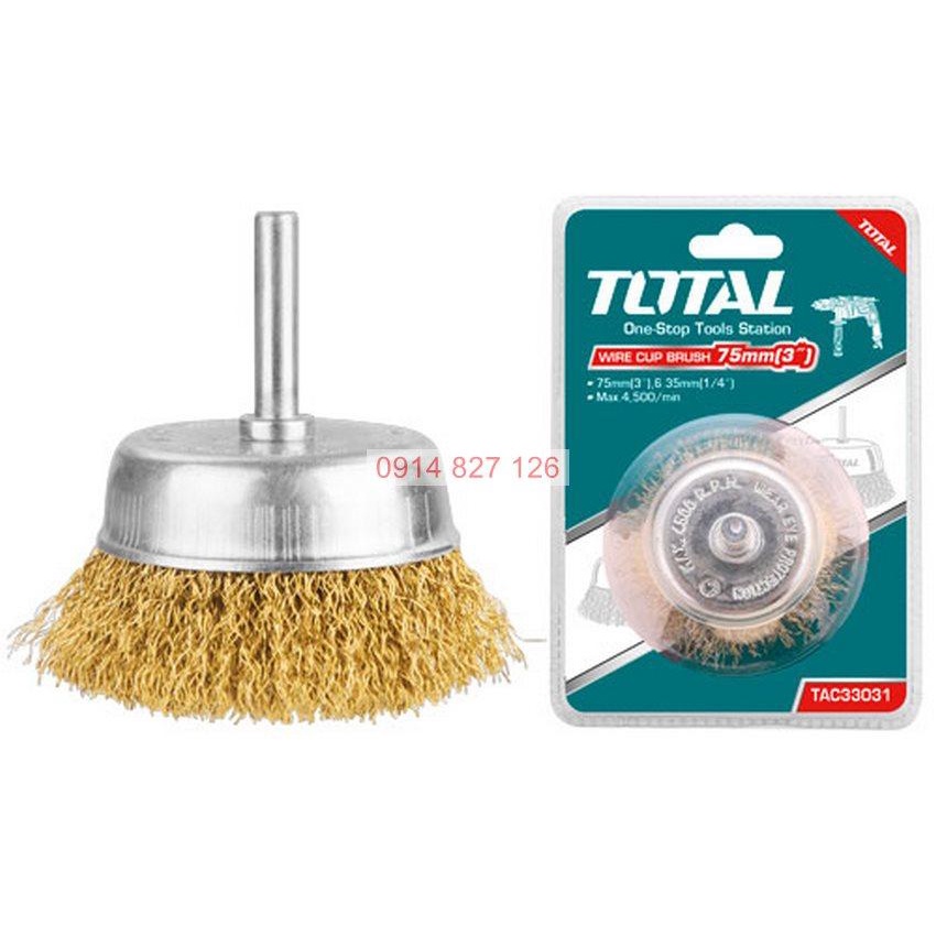 Bộ 3 bánh cước chổi cước cốt 6mm TOTAL TAC310031, dùng để bào, mài nhẵn, mài cạnh, tẩy cặn, Bh 6 tháng