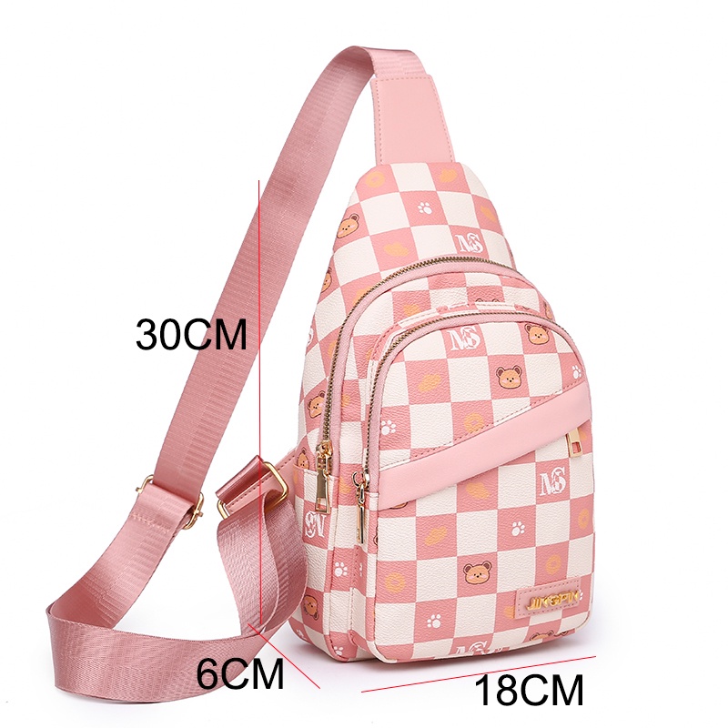 Túi Đeo Chéo Da Mềm In Họa Tiết Caro Thời Trang Cho Nữ