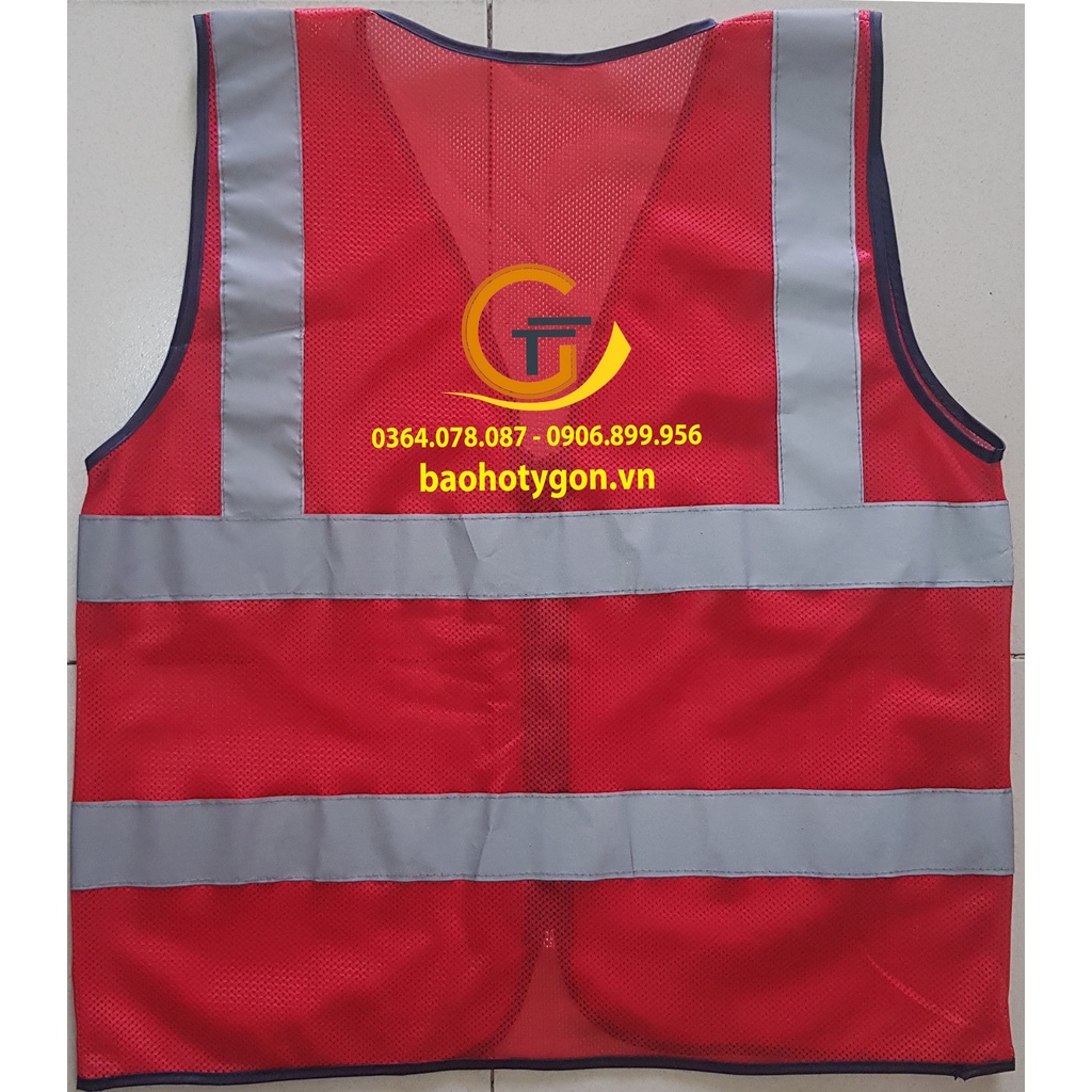 Áo phản quang có dây kéo màu đỏ