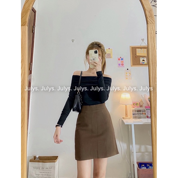 Áo trễ vai thun tăm tay dài (ảnh thật shop chụp)