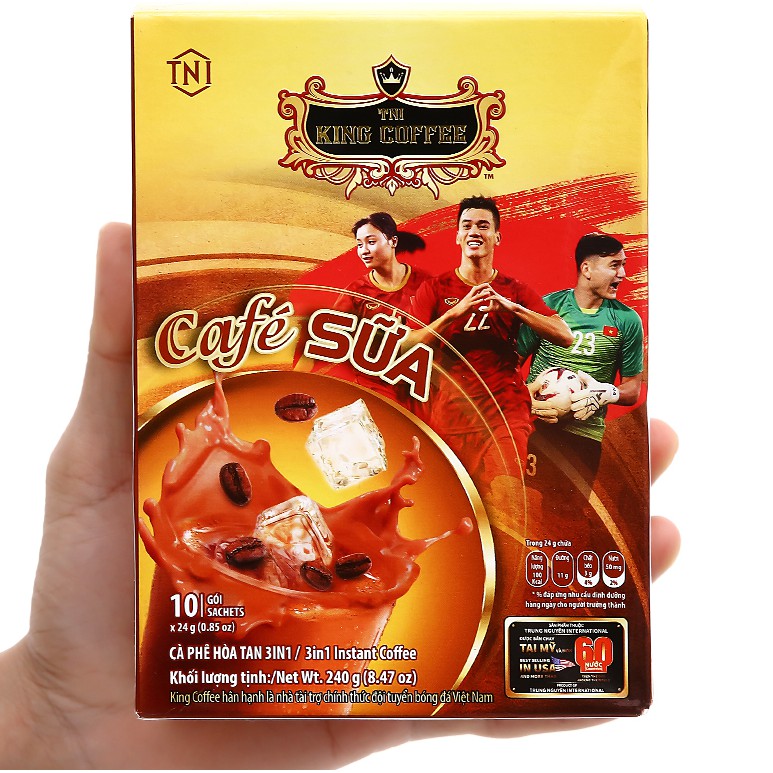 Cà Phê Sữa Hòa Tan 3IN1 KING COFFEE - Hộp 10 gói x 24g