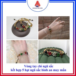 Vòng tay chỉ ngũ sắc kết hợp 5 hạt ngũ sắc bình an may mắn