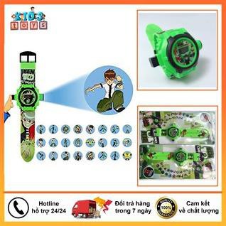 Đồng hồ ben 10, chiếu sáng 24 nhân vật, chất liệu nhựa ABS an toàn cho bé