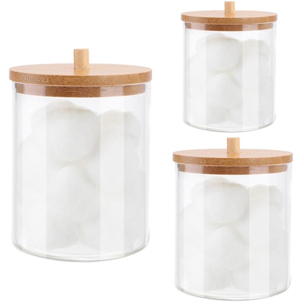 Giá Đỡ Bông Tẩy Trang / Kẹo / Trang Sức Có Nắp Bằng Tre