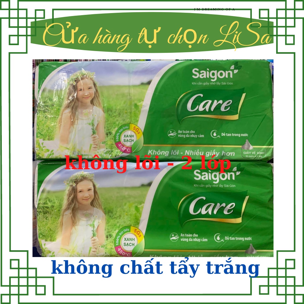 Giấy cuộn Sài Gòn không lõi 10 cuộn x 2 lớp