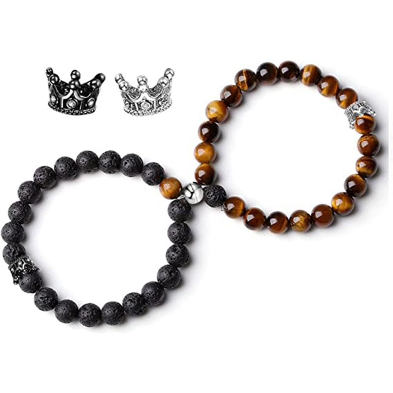 Vòng Tay Chuỗi Hạt Hình Vương Miện Từ Tính Thời Trang Cho Cặp Đôi