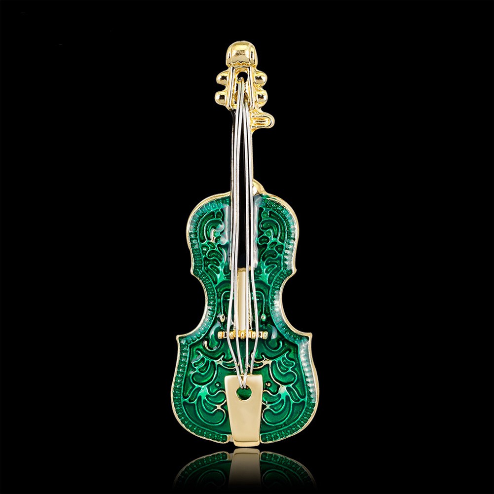 SF ✥Violin Shape Enamel Instrument Brooch Pin Corsage Suit Lapel Decoration