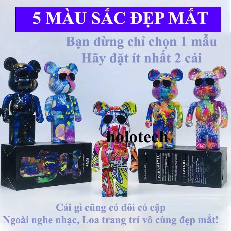 Loa Bluetooth Mini Cầm Tay B5+ Hình Gấu BearBrick, Loa Di Động Đẹp Nghe Nhạc Hay Âm To - Hỗ Trợ USB Và Thẻ Nhớ