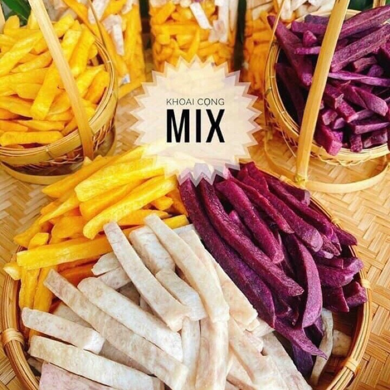 Khoai lang cọng mix 3 loại sấy giòn siêu ngon hũ 300gr