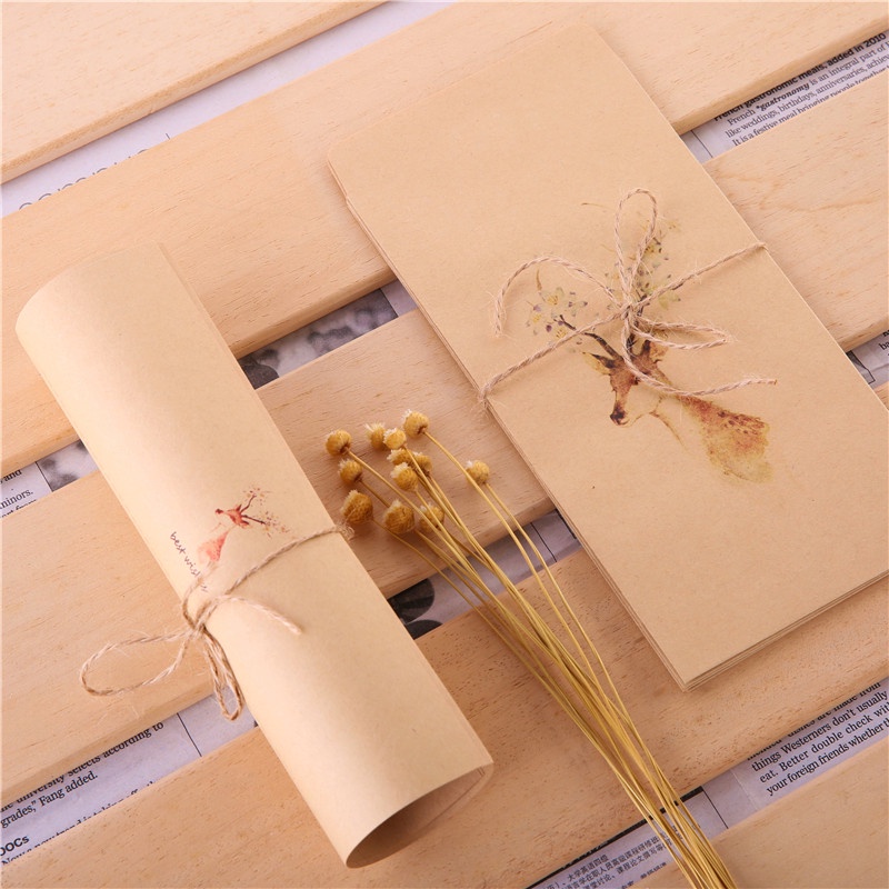 Set bìa thư giấy Kraft in chữ phong cách Retro Nhật Bản tươi mới đơn giản dành cho nữ