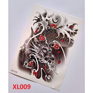 Hình xăm dán cá chép hóa rồng tặng hình xăm dán mini