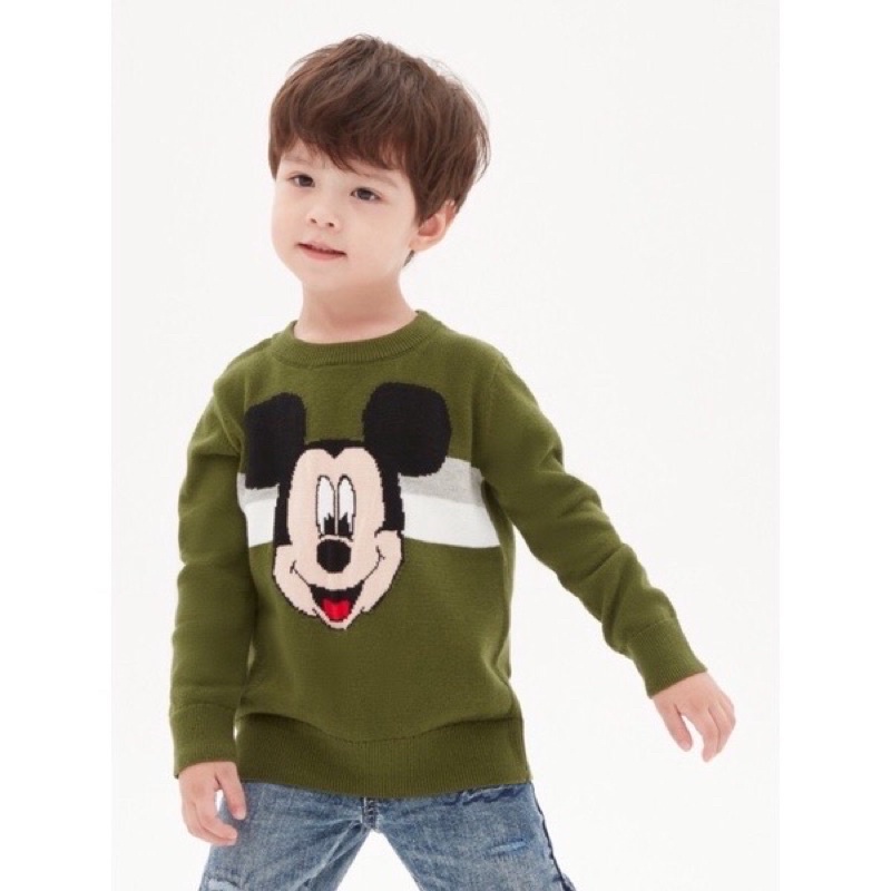 Áo Len Bé Trai Mickey Xanh Lá dư xịn 1-5Y