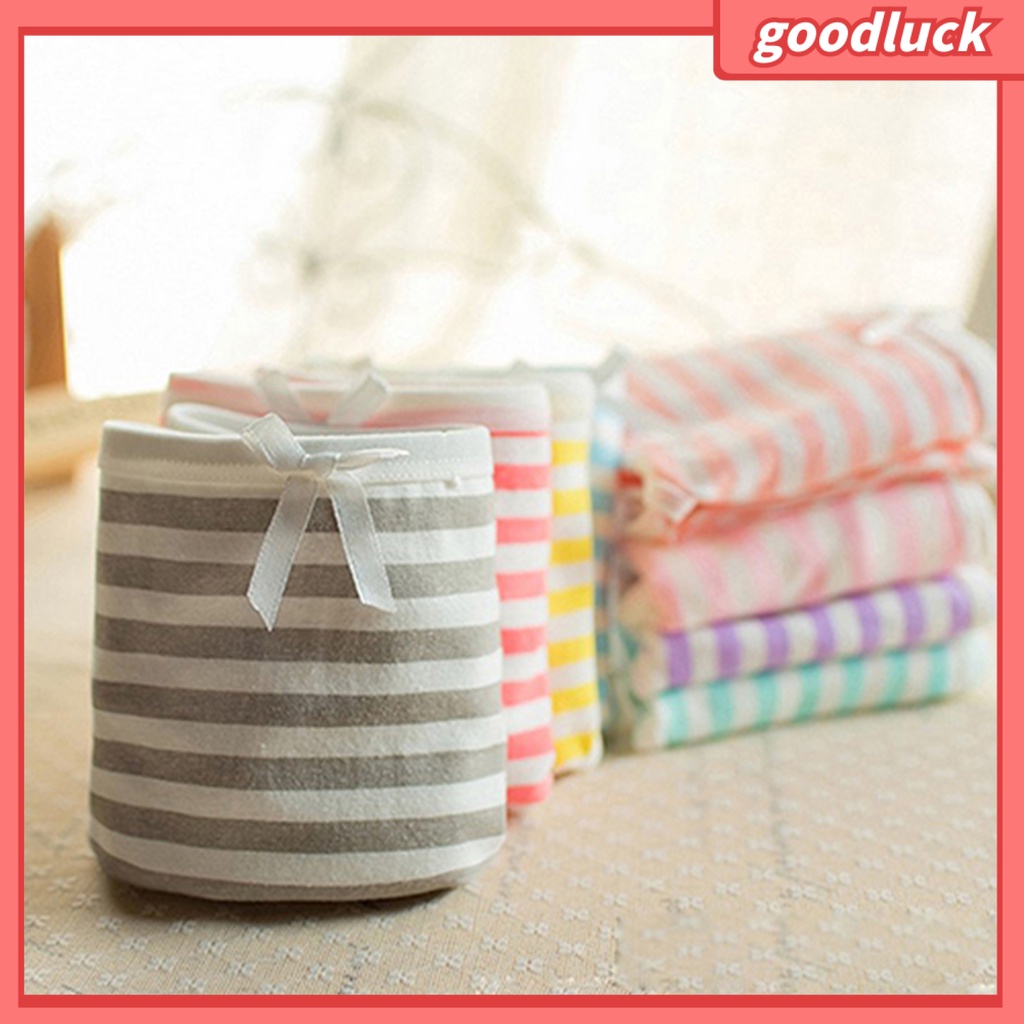 Quần Lót Cotton Kẻ Sọc Mềm Mại Đính Nơ Cho Nữ