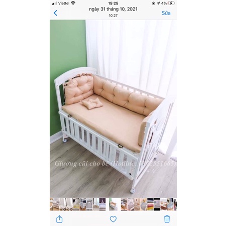 Quây ga thiết kế cho nôi cũi, chất cotton lụa cao cấp