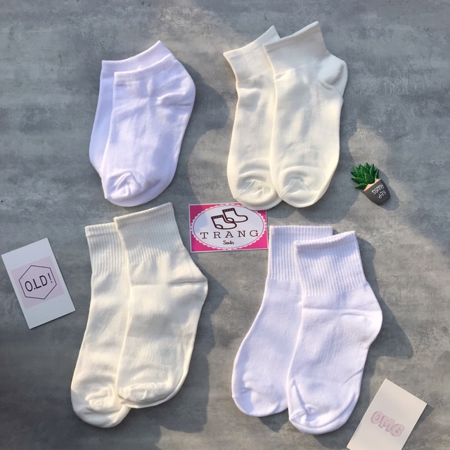 Tất trơn tone màu trắng  - Trangsocks
