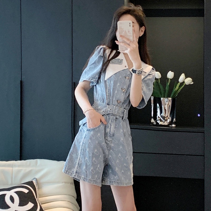 Áo liền quần Denim Thời Trang Mùa Hè Hàn Quốc 2022 Dành Cho Nữ