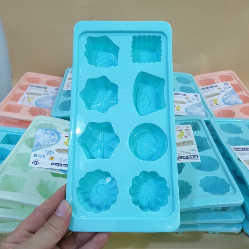 Khay làm đá, vỉ đá 8 viên nhựa dẻo Việt Nhât, khuôn làm thạch, đá kháng khuẩn