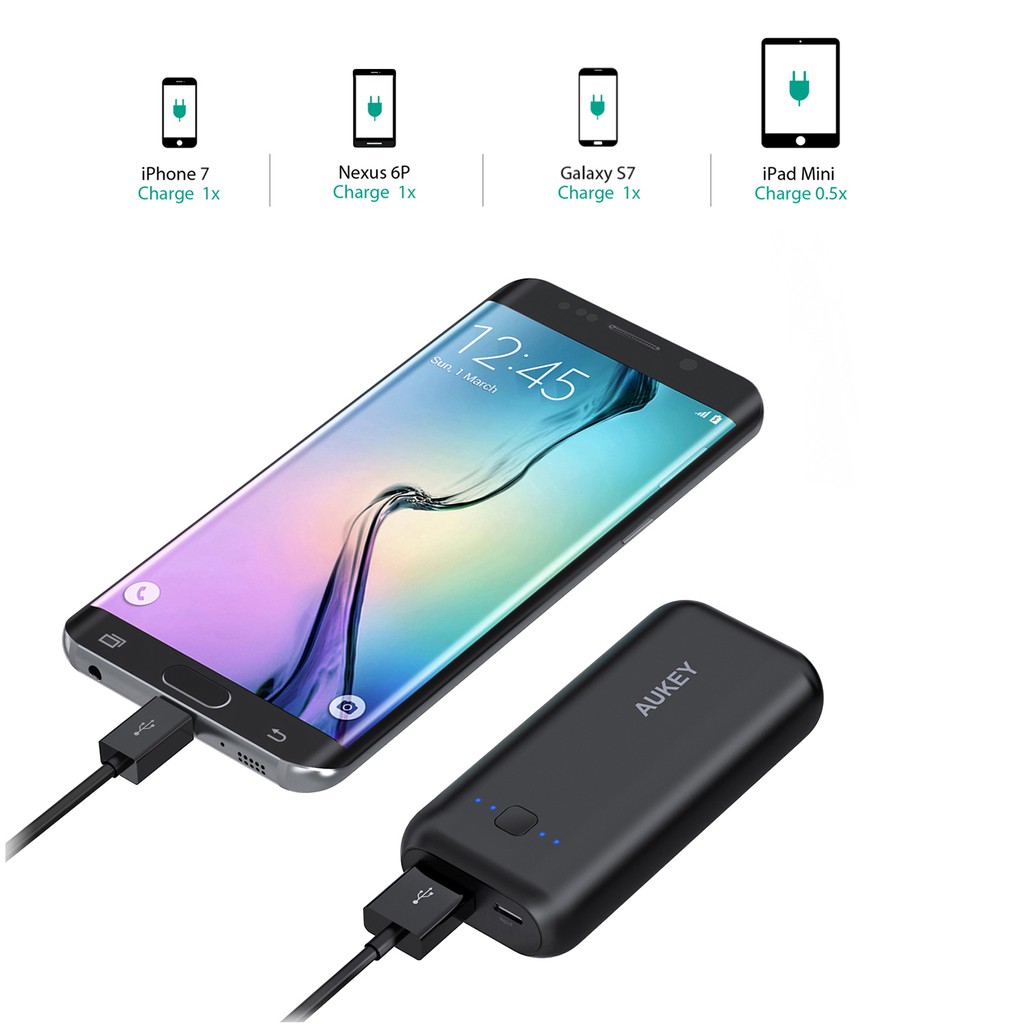 Pin Dự Phòng 5000mAh Aukey PB-N41 Aipower Chống Sạc Tràn Và Quá Nhiệt - Hàng Chính Hãng