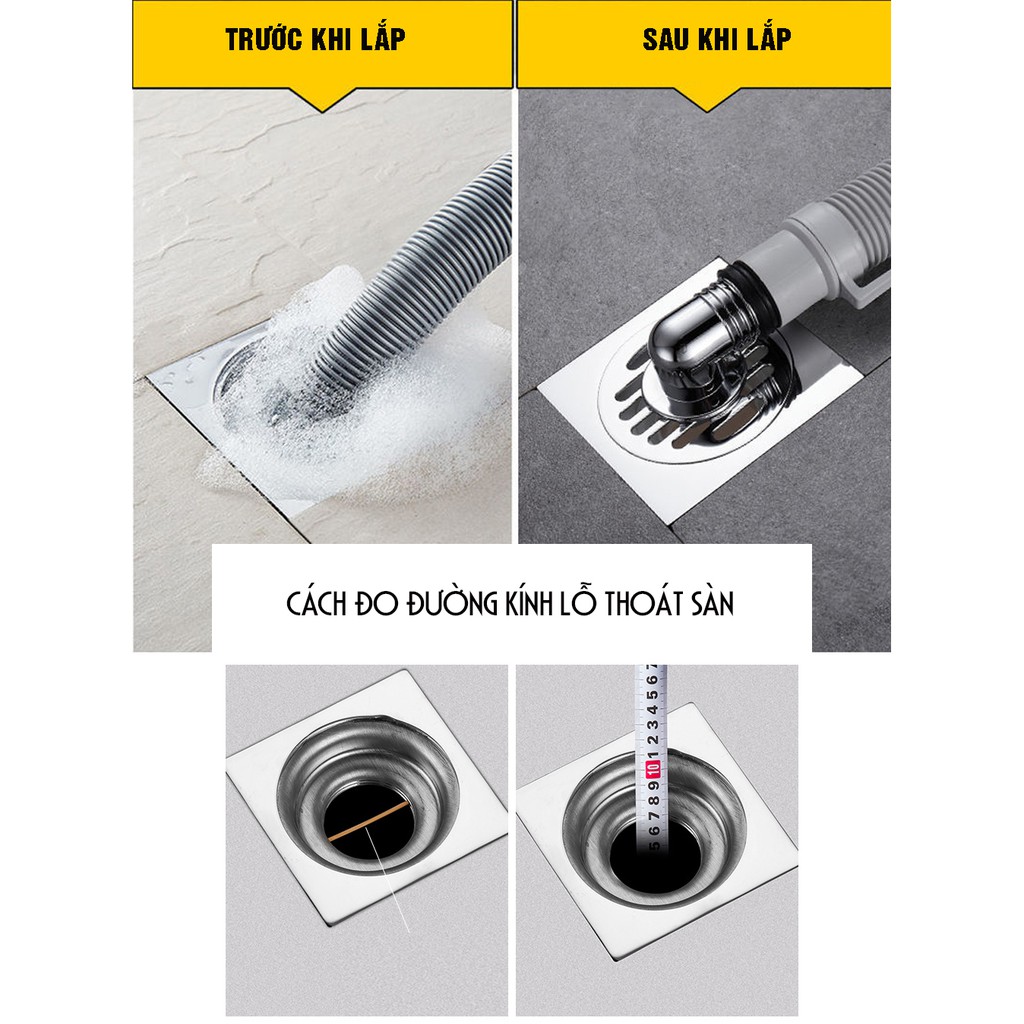 Bộ thoát nước máy giặt, thoát nước thải chống mùi hôi, ngăn côn trùng lắp thoát sàn, ống PVC Minh House