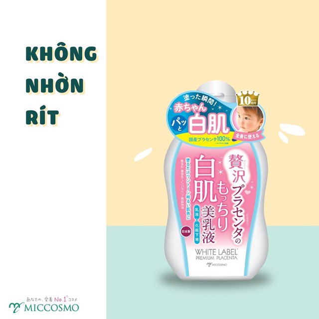 Sữa dưỡng trắng da cấp tốc Body White label Premium placenta Milk