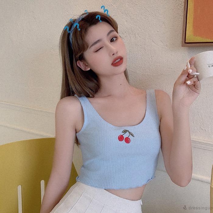 Áo Croptop Hai Dây Thêu Hoa Gợi Cảm Thời Trang Cho Nữ