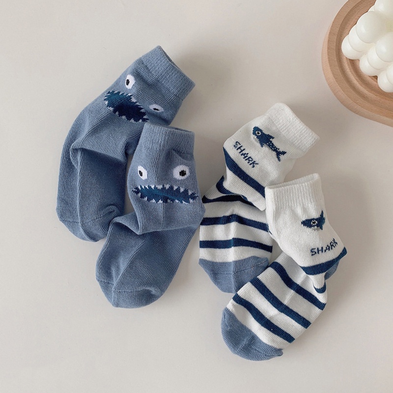 LJMOFA KIDS 5 bộ cho trẻ em 1-12 tuổi vớ phim hoạt hình cá mập sọc sư tử kỳ lân nam trung bình cô gái bông thấm mồ hôi mềm thoải mái đàn hồi trẻ em vớ bán buôn