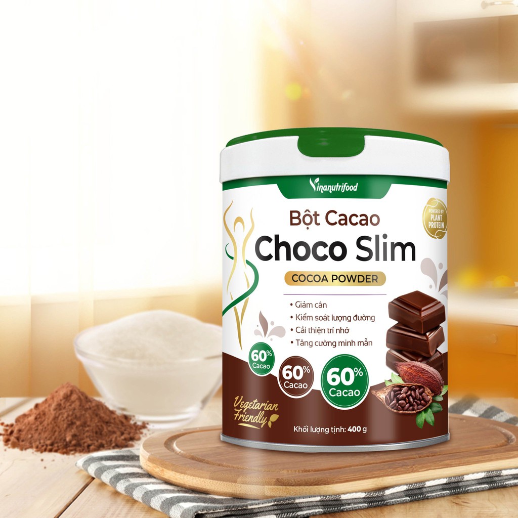 Bột Cacao Choco Slim Vinanutrifood thành phần gạo lứt hỗ trợ kiểm soát cân nặng tăng cường minh mẫn