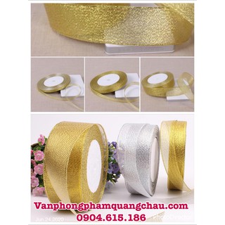 Ruy băng kim tuyến (bản rộng 6mm/ 1cm/ 2cm/ 4cm, dài 20 mét) - 01 cuộn