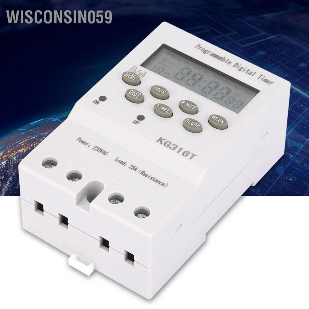 Wisconsin059 KG316T 220V Công tắc điều khiển thời gian cho máy vi tính có thể lập trình hẹn giờ kỹ thuật số tự động