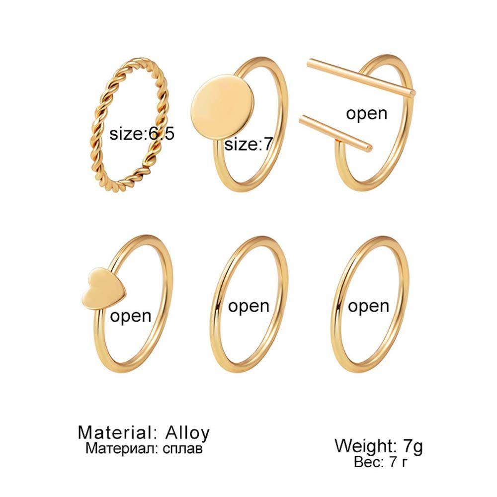 Set 6 Nhẫn Hợp Kim Hình Trái Tim Thời Trang Cho Nữ|Trang Sức Thời Trang Nhiều Màu Sắc|Nhẫn Khớp Ngón Tay Độc Đáo Cá Tính