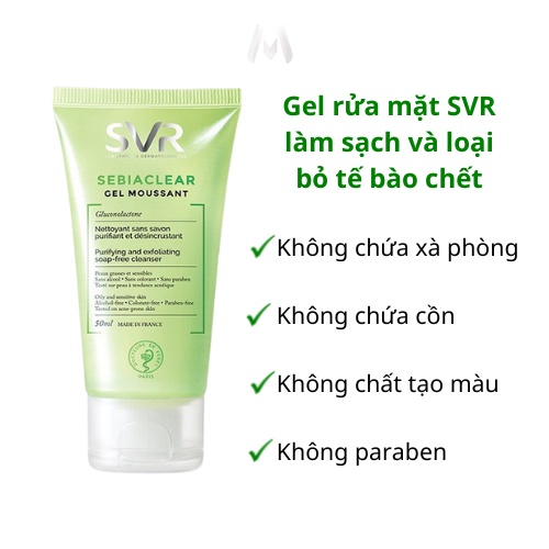 Sữa rửa mặt SVR  cho da dầu, da mụn, da nhạy cảm Sebiaclear Gel Moussant - Shop Mecici
