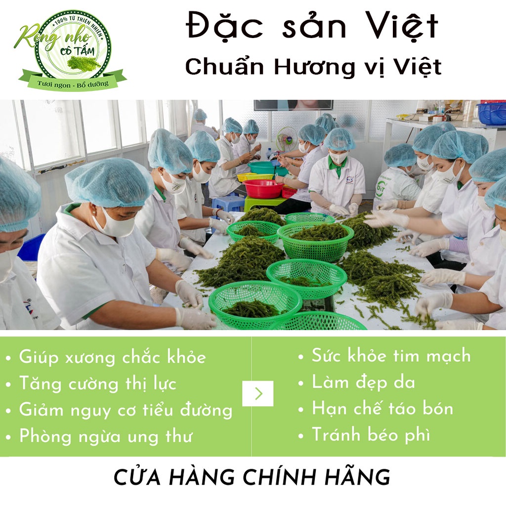 Rong nho Green Food, tác dụng của rong nho, rong nho khô - Túi zipper 100g, 𝑭𝑹𝑬𝑬𝑺𝑯𝑰𝑷, đặc sản Việt(mua 2 tặng nước sốt)