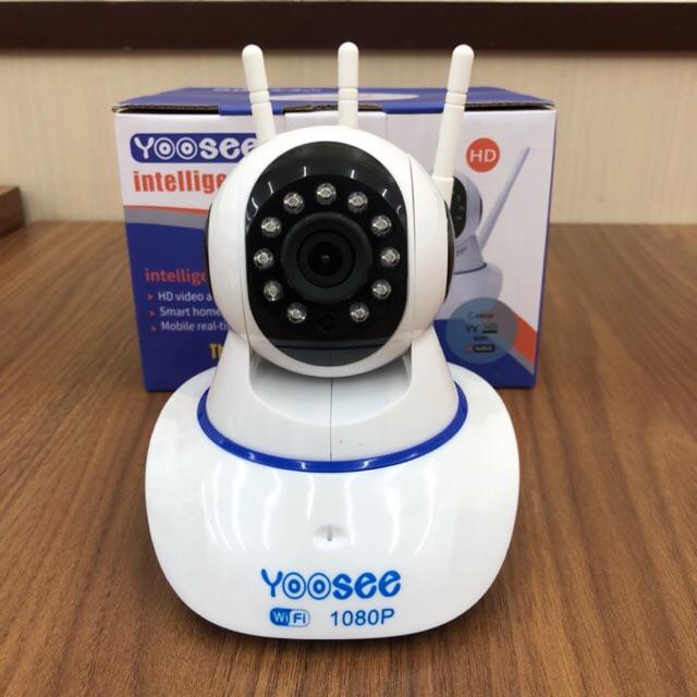 Camera IP Wifi Yoosee 3 Râu 2.0M FullHD 1080P 10 đèn hồng ngoại đàm thoại 2 chiều (Trắng) + Kèm thẻ Yoosee/NTC 32GB