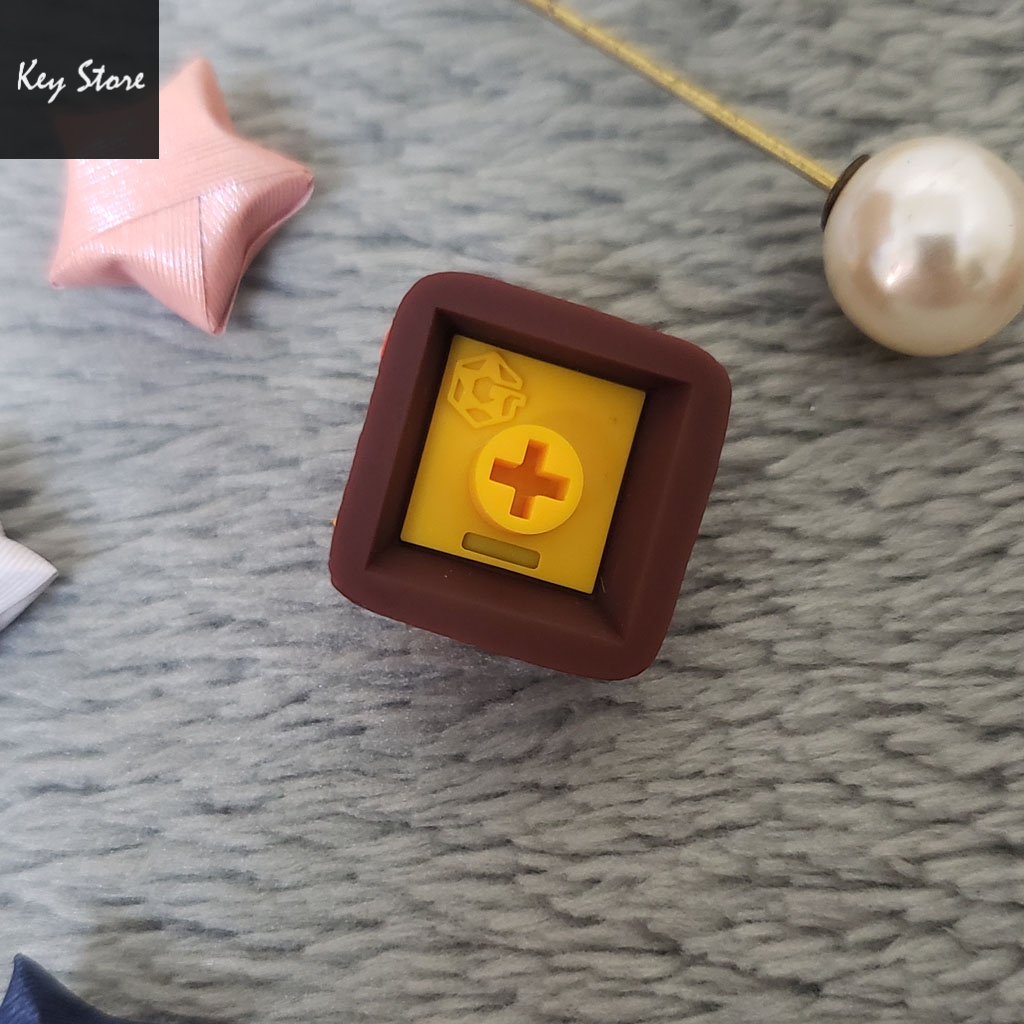 Nút bàn phím cơ artisan keycap teemo màu vàng cam