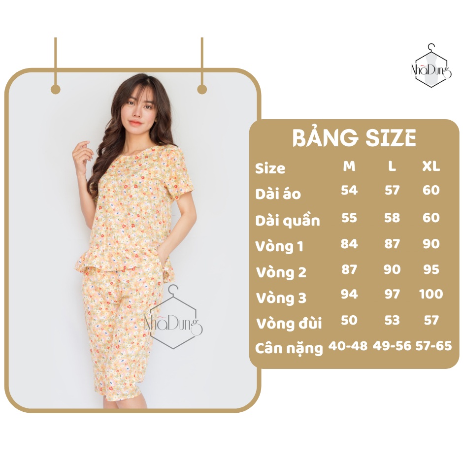 Đồ bộ nữ mặc nhà, đồ lửng nữ basic vải lụa D100 cao cấp dễ thương Nhã Dung Store 2 dưới 65kg
