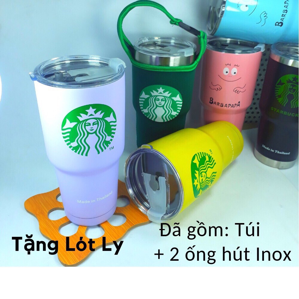 Ly giữ nhiệt Thái Lan 900ml tặng kèm 2 ống hút 1 cộ rửa 1 túi