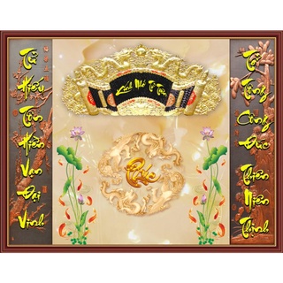 Tranh dán tường 3D trang trí phòng thờ, kệ thờ in theo kích thước yêu cầu