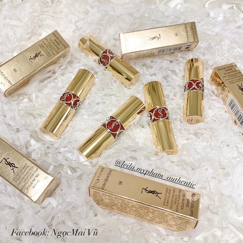 Son Ysl 85 Rouge Volupte Shine 85 Màu Đỏ Burgundy Hàng Authentic Chính Hãng