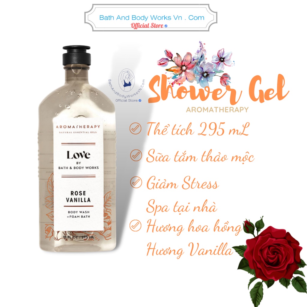 Shower Gel Aromatherapy, Sữa tắm thảo mộc Bath And Bodyworks giúp giảm stress, thư giãn, mùi hươn