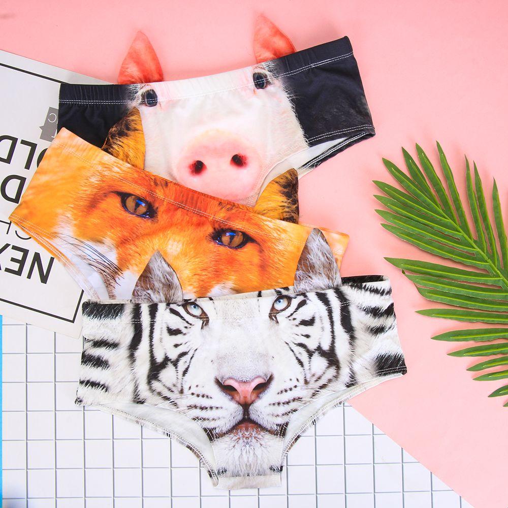 Quần Lót Nữ In Hình Chó / Mèo / Heo 3D Thời Trang