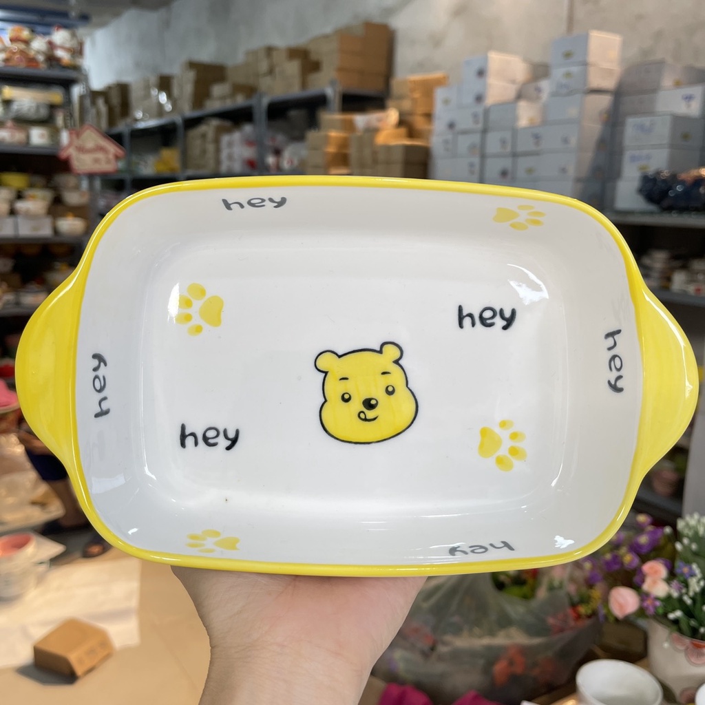 Chén Dĩa Dễ Thương Đĩa Sứ Set Bát Đĩa Decor Bát Ăn Cơm Chén Sứ Đẹp sét gấu vàng xinh yêu