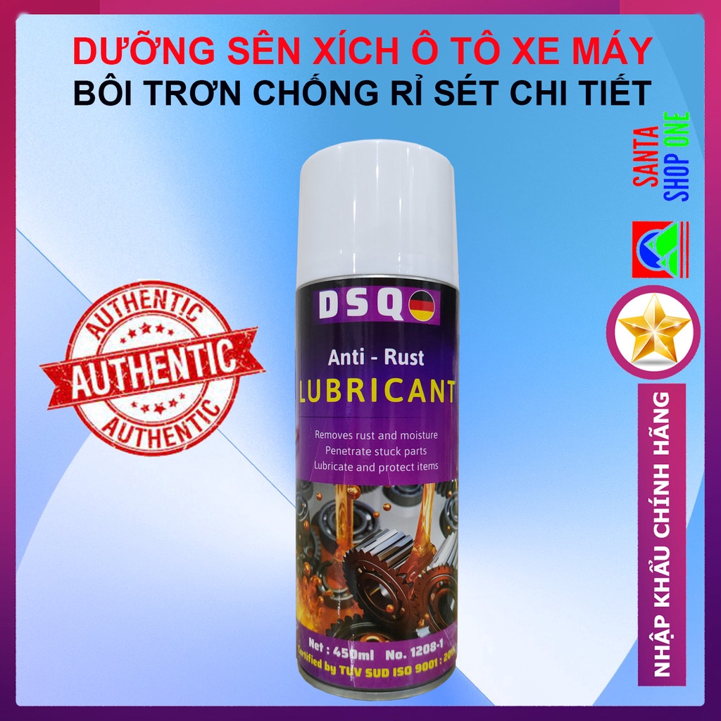 Dưỡng Sên, Vệ Sinh Sên Xe Máy - Dầu Tra Xích Xe Đạp, Chi Tiết Ô tô - Dầu Bôi Trơn Chống Kẹt - DSQ Anti Rust