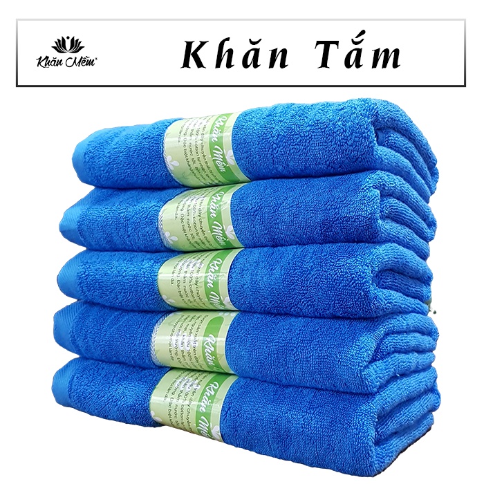 Combo 5 khăn tắm Lớn Dày 100% cotton mềm mại thấp hút nước siêu tốt, nhuộm hoạt tính không ra màu không xổ lông