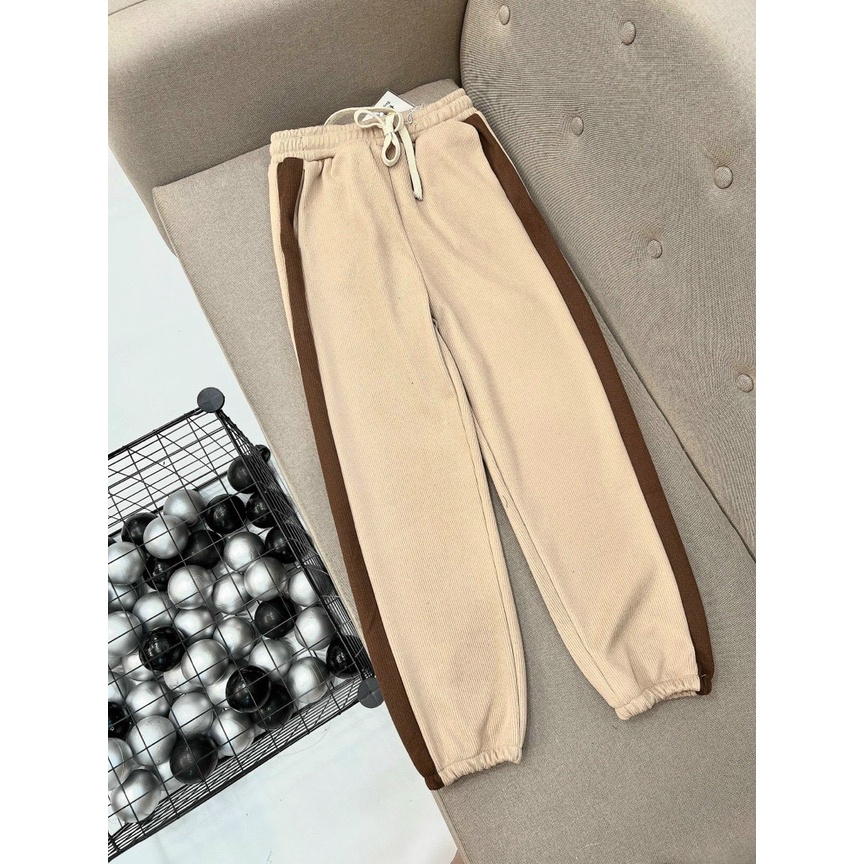 Quần JOGGER BOM Ống Rộng Nỉ Tăm Cao Cấp Quần Thể Thao Phối Sọc Co Giãn 4 Chiều Thời Trang Nữ HOTTREND