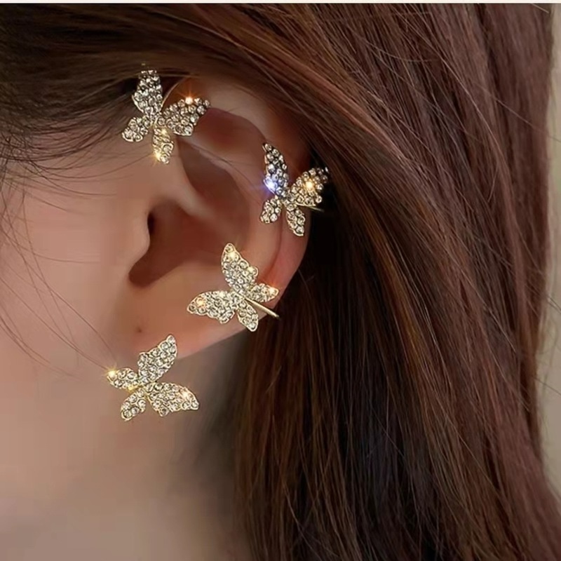 1 bông tai hình cánh bướm đính đá zircon phong cách Bohemia đơn giản cho nữ