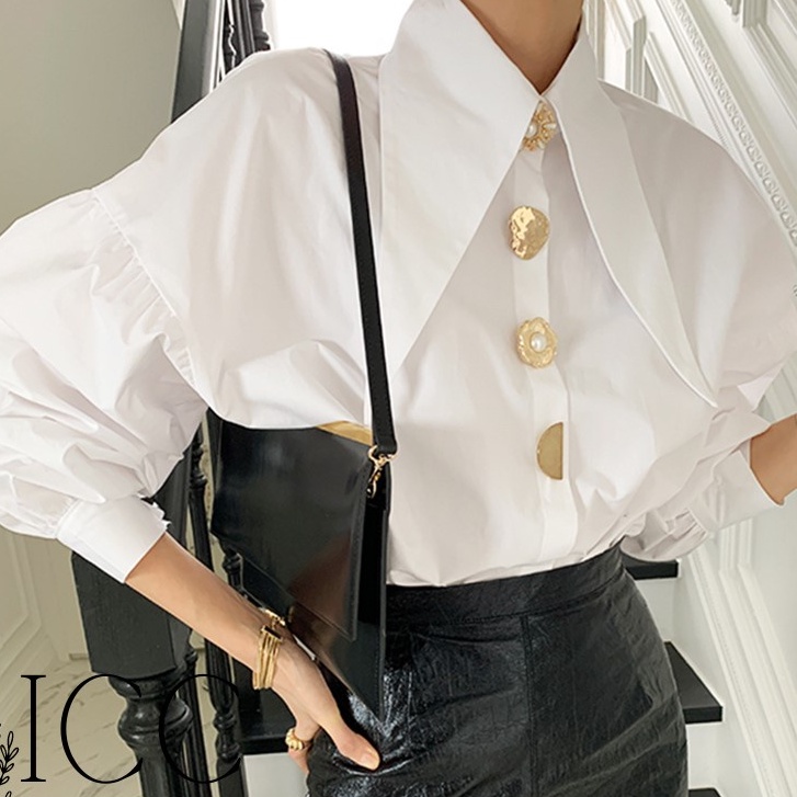 [ORDER] Áo sơ mi công sở sang trọng thanh lịch hàng nút cách điệu tay phồng MORAN AO014