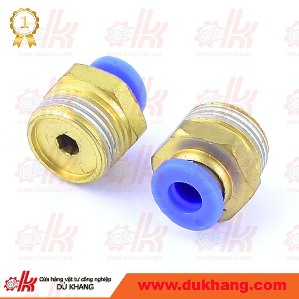 Đầu nối nhanh khí nén PC xanh