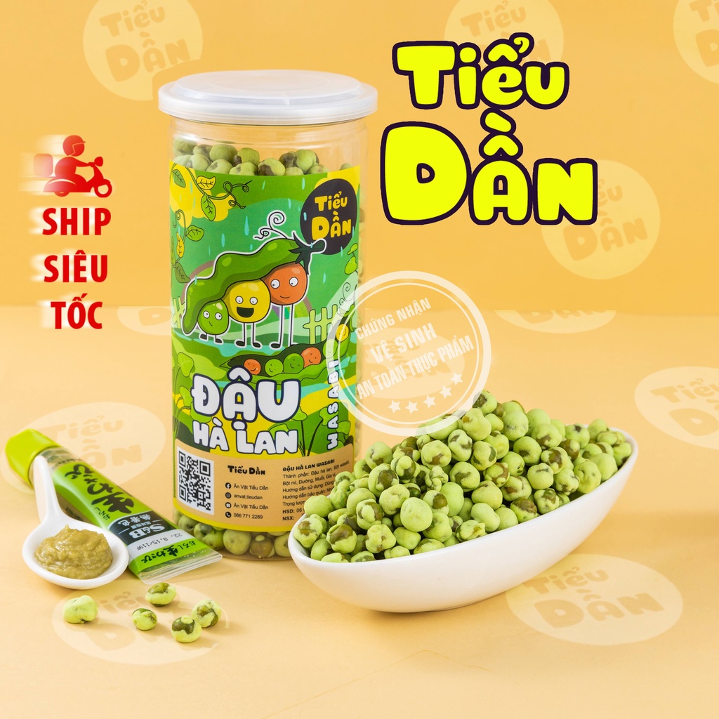 Đậu hà lan wasabi hũ lớn 400g đồ ăn vặt Tiểu Dần